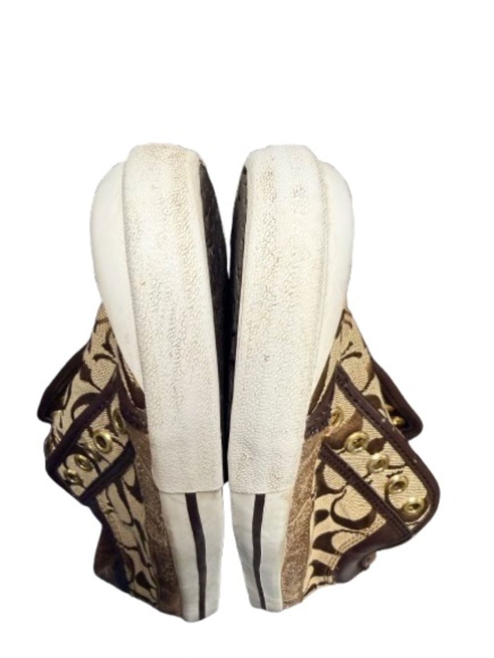 Coach Barrett Signature Jacquard SlipOn Sneakers Canvas Metallic Leather SZ 10B - Picture 10 of 11